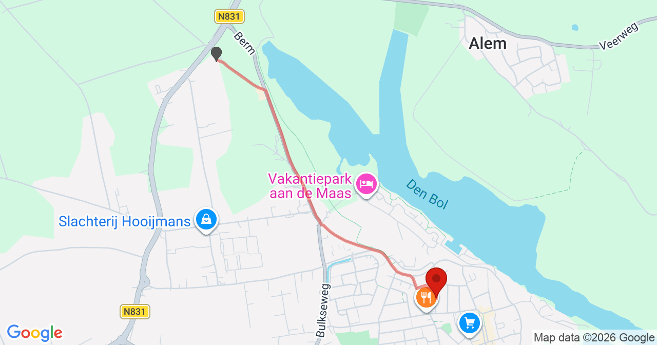 Kaart van het incident in Kerkdriel met de aanrijroutes van de gealarmeerde eenheden