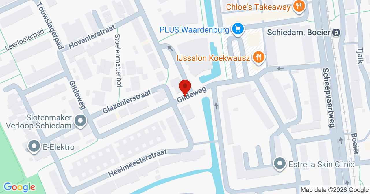 Kaart van het incident in Schiedam met de aanrijroutes van de gealarmeerde eenheden