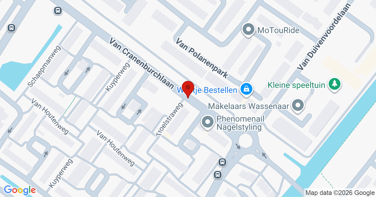 Kaart van het incident in Wassenaar met de aanrijroutes van de gealarmeerde eenheden