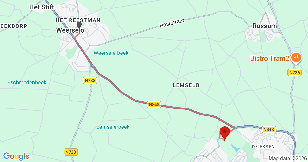 Kaart van het incident in Oldenzaal met de aanrijroutes van de gealarmeerde eenheden