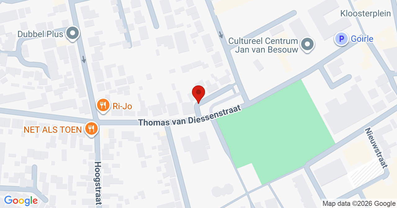 Kaart van het incident in Goirle met de aanrijroutes van de gealarmeerde eenheden