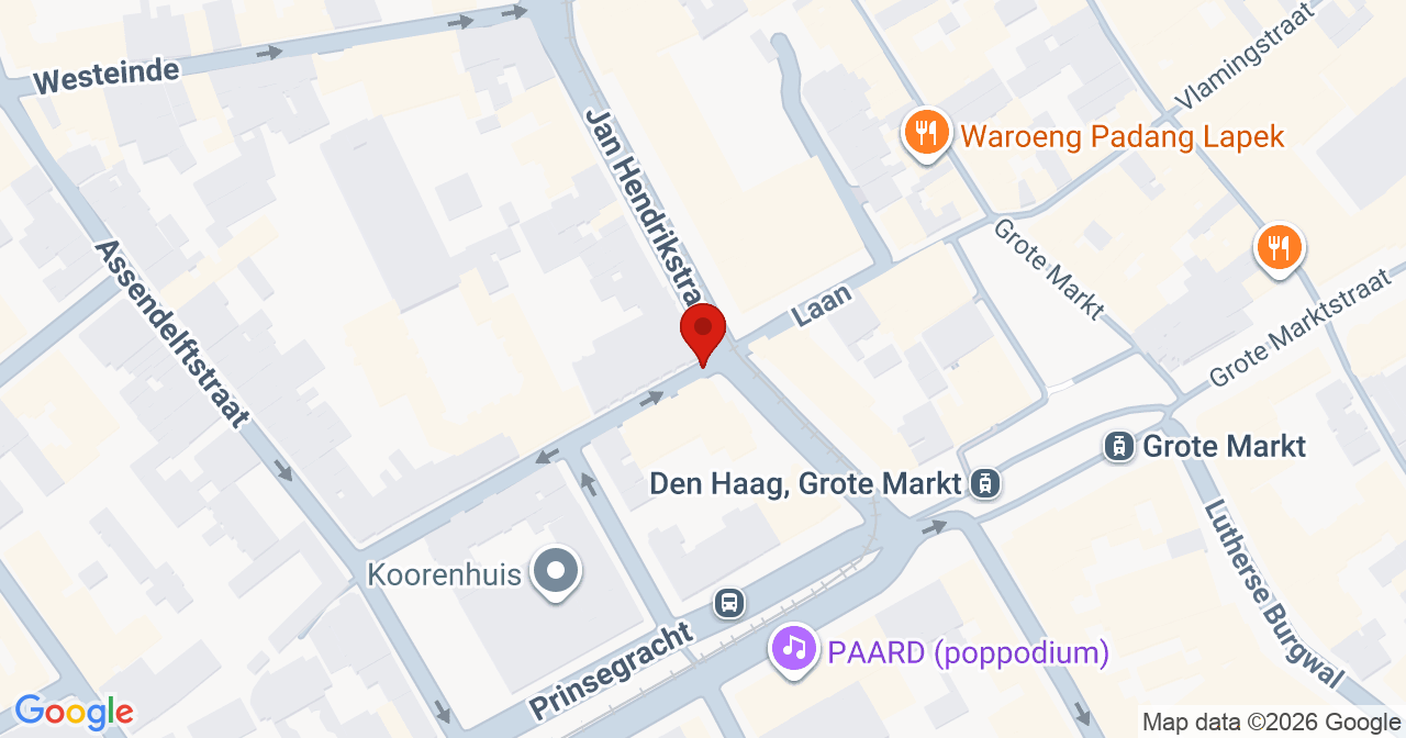 Kaart van het incident in 's-Gravenhage met de aanrijroutes van de gealarmeerde eenheden
