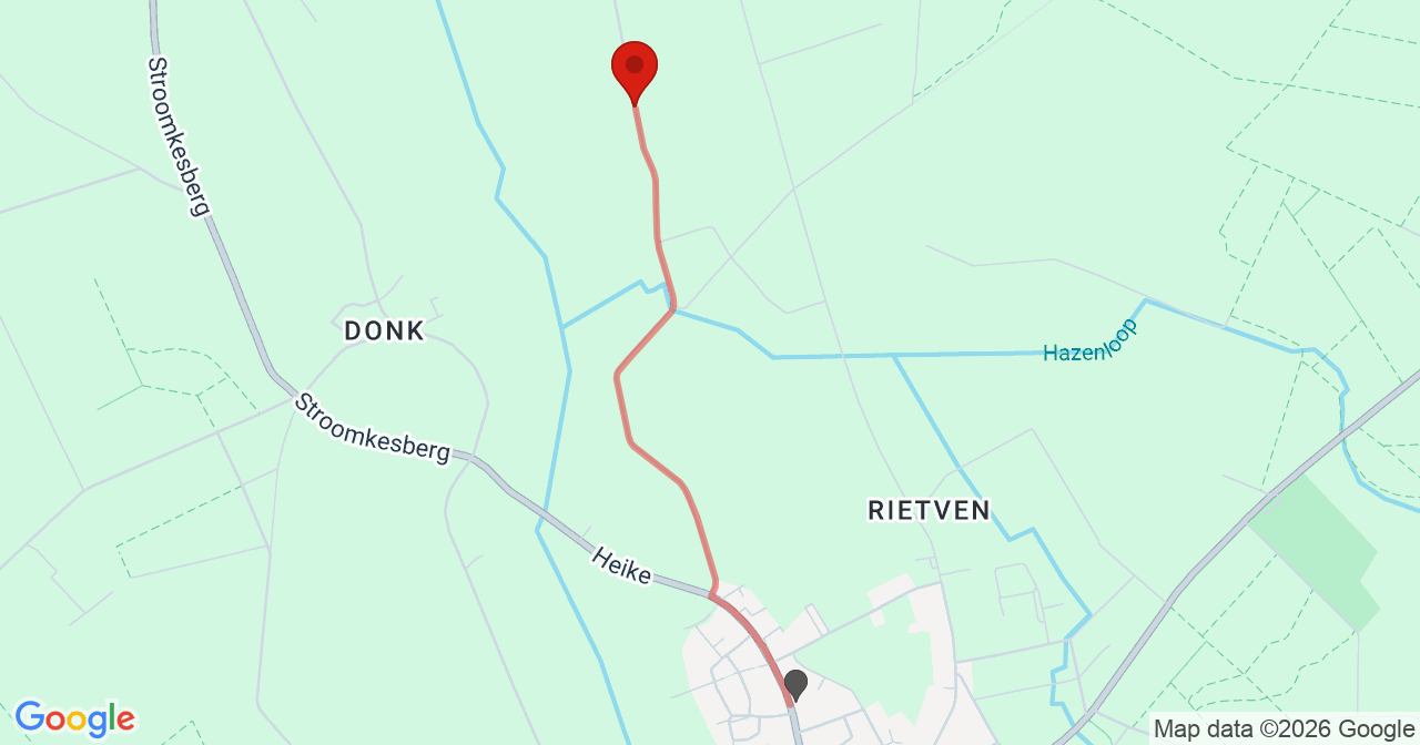Kaart van het incident in Vessem met de aanrijroutes van de gealarmeerde eenheden