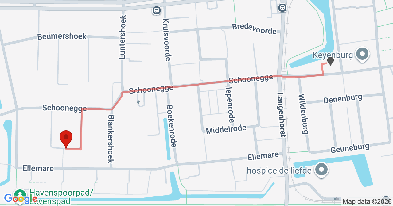 Kaart van het incident in Rotterdam met de aanrijroutes van de gealarmeerde eenheden