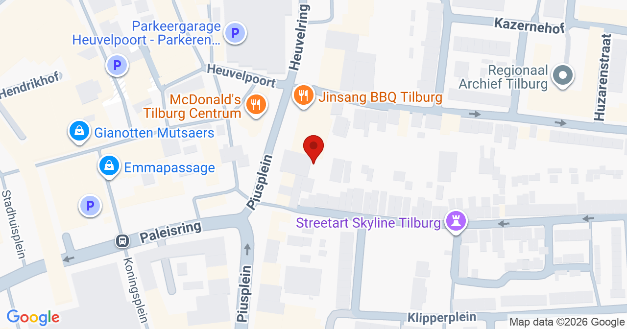 Kaart van het incident in Tilburg met de aanrijroutes van de gealarmeerde eenheden