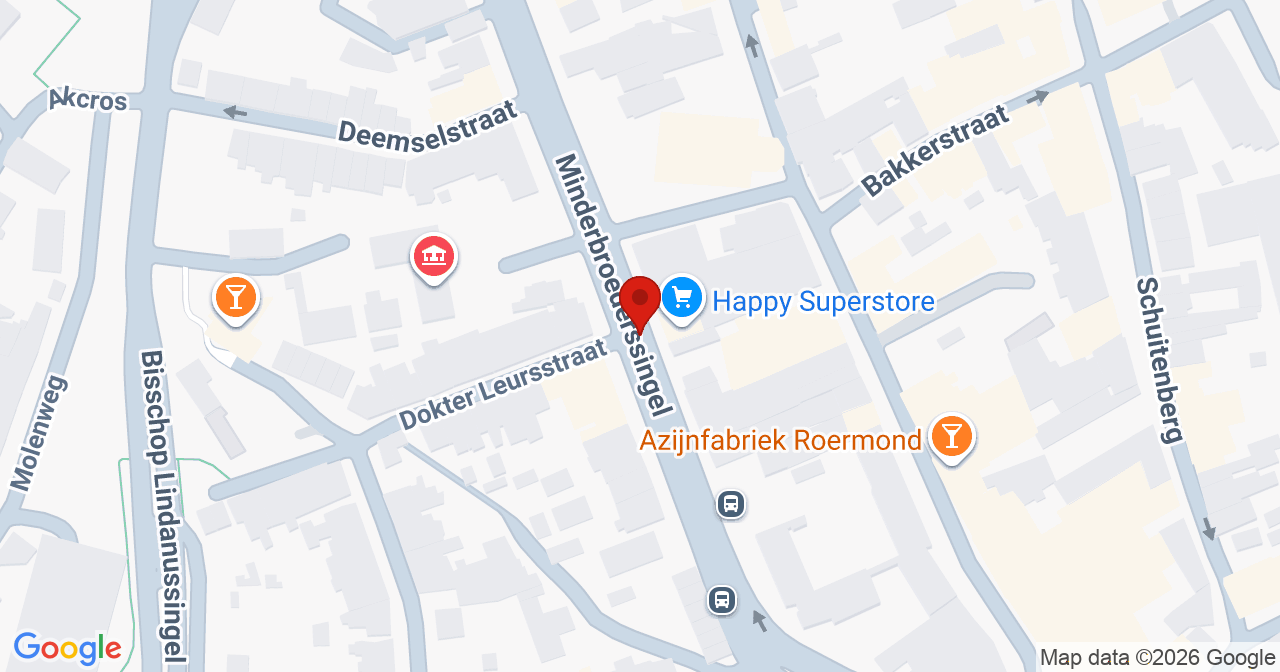 Kaart van het incident in Roermond met de aanrijroutes van de gealarmeerde eenheden