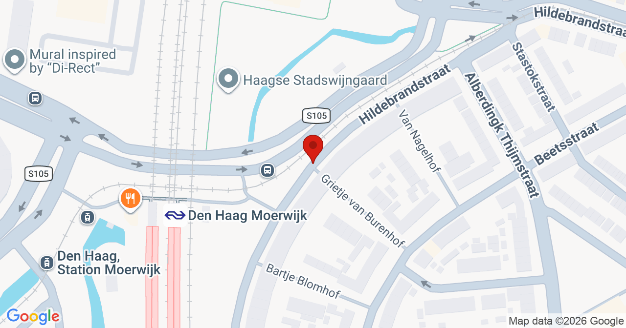 Kaart van het incident in 's-Gravenhage met de aanrijroutes van de gealarmeerde eenheden
