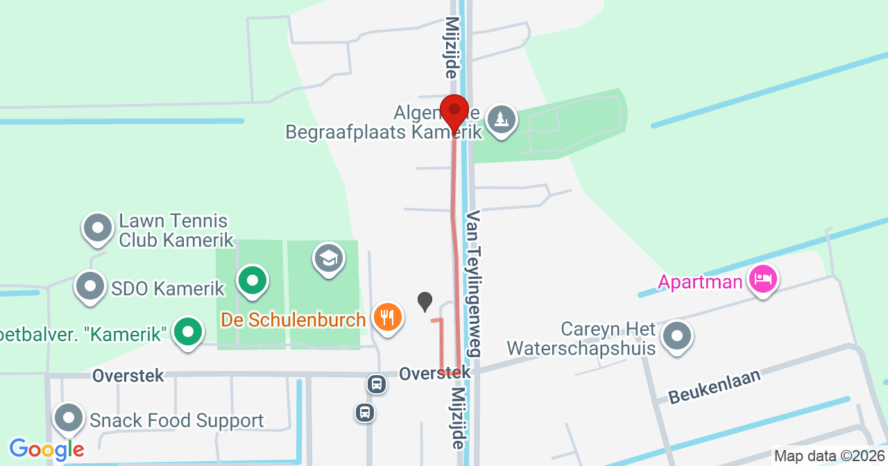 Kaart van het incident in Kamerik met de aanrijroutes van de gealarmeerde eenheden