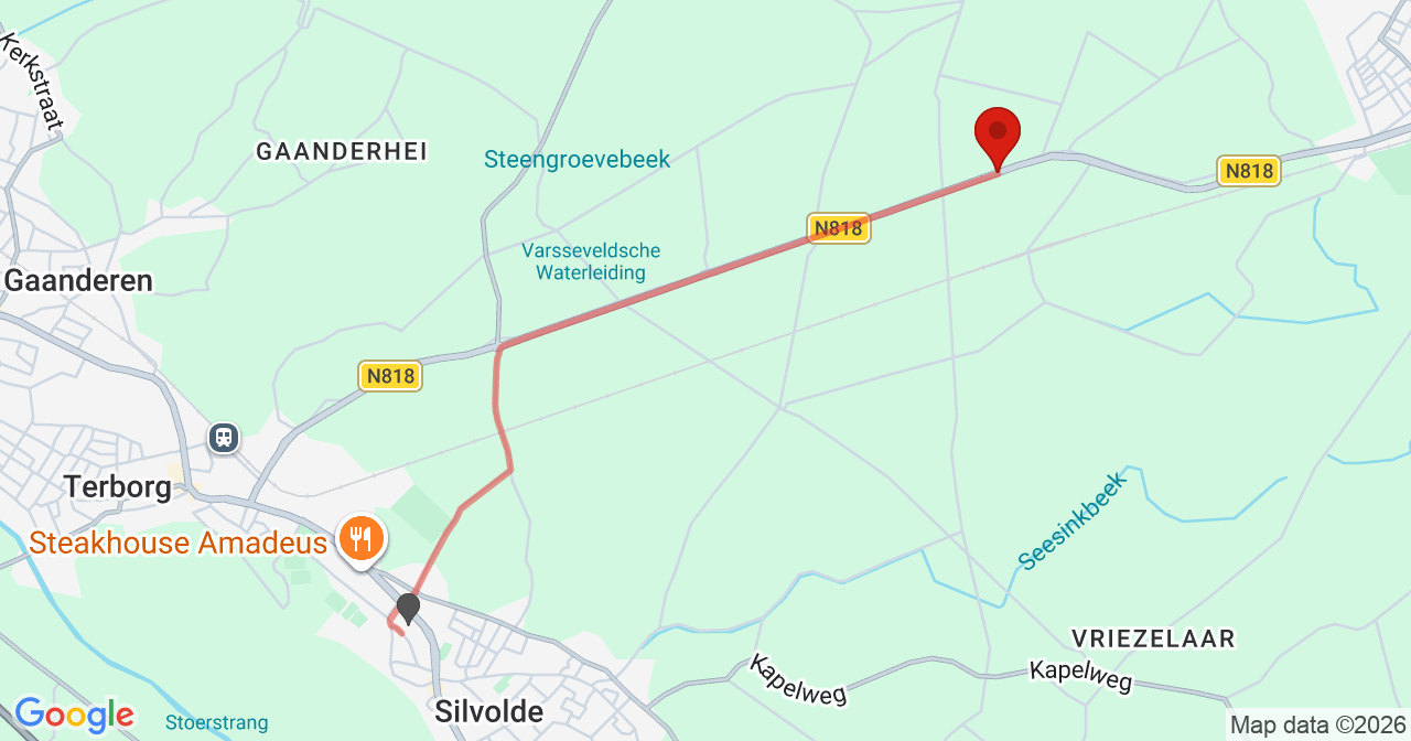 Kaart van het incident in Westendorp met de aanrijroutes van de gealarmeerde eenheden