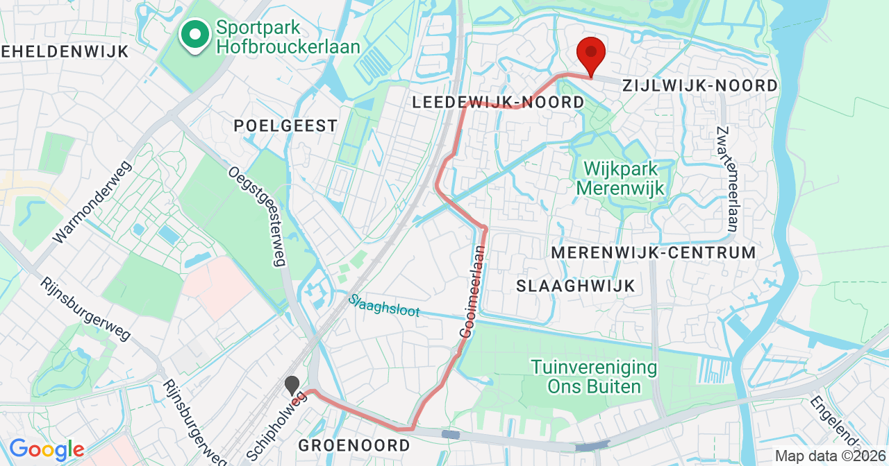 Kaart van het incident in Leiden met de aanrijroutes van de gealarmeerde eenheden
