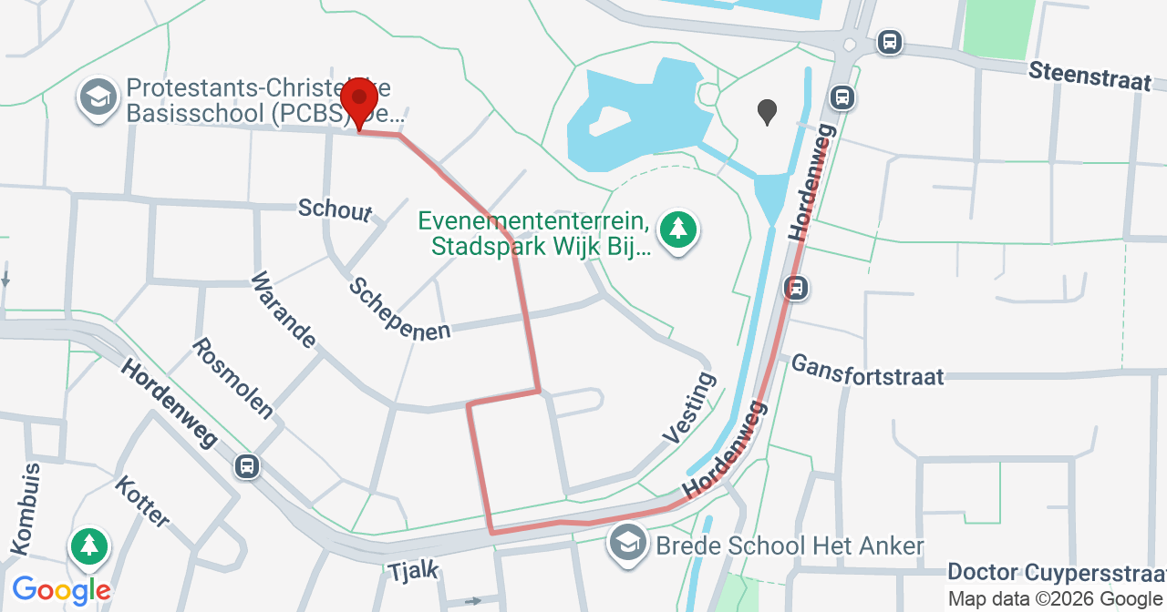 Kaart van het incident in Wijk bij Duurstede met de aanrijroutes van de gealarmeerde eenheden