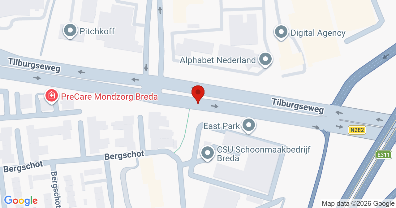 Kaart van het incident in Breda met de aanrijroutes van de gealarmeerde eenheden