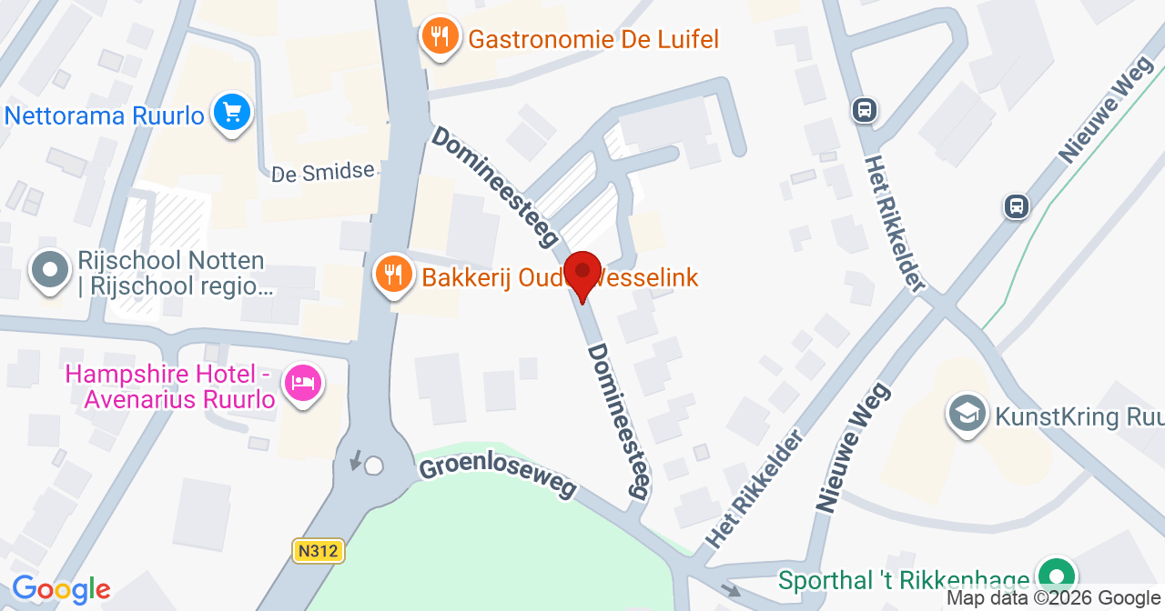 Kaart van het incident in Ruurlo met de aanrijroutes van de gealarmeerde eenheden
