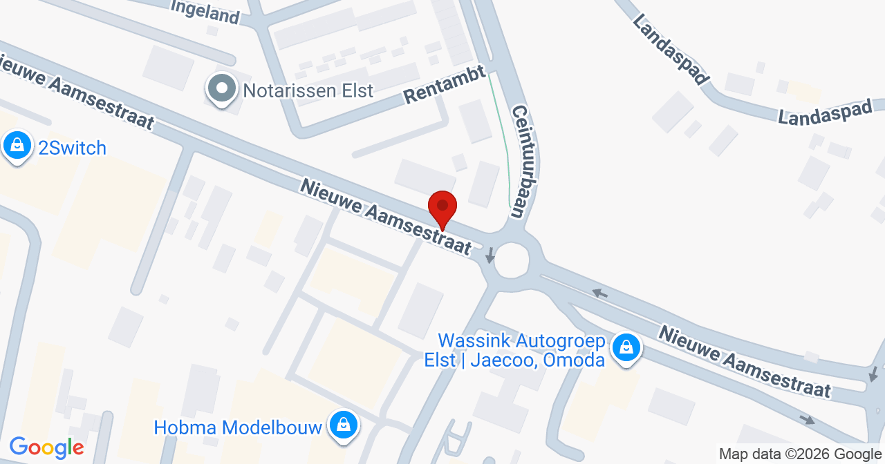 Kaart van het incident in Elst met de aanrijroutes van de gealarmeerde eenheden