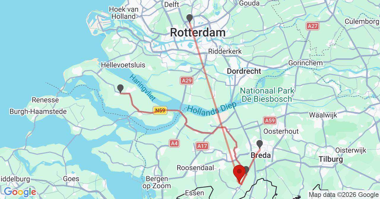 Kaart van het incident in Zundert met de aanrijroutes van de gealarmeerde eenheden