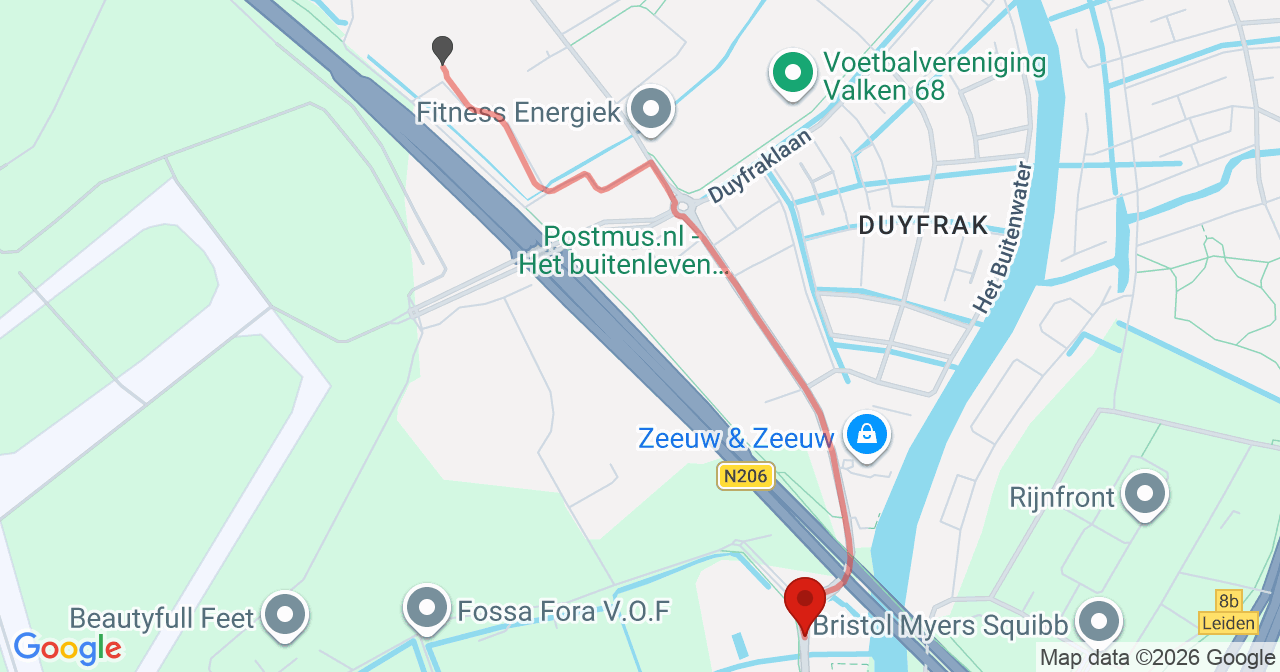 Kaart van het incident in Valkenburg ZH met de aanrijroutes van de gealarmeerde eenheden