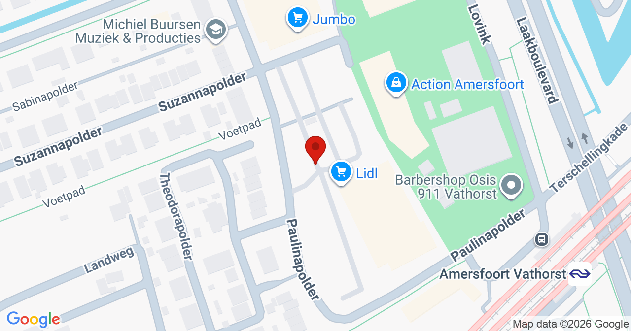 Kaart van het incident in Amersfoort met de aanrijroutes van de gealarmeerde eenheden