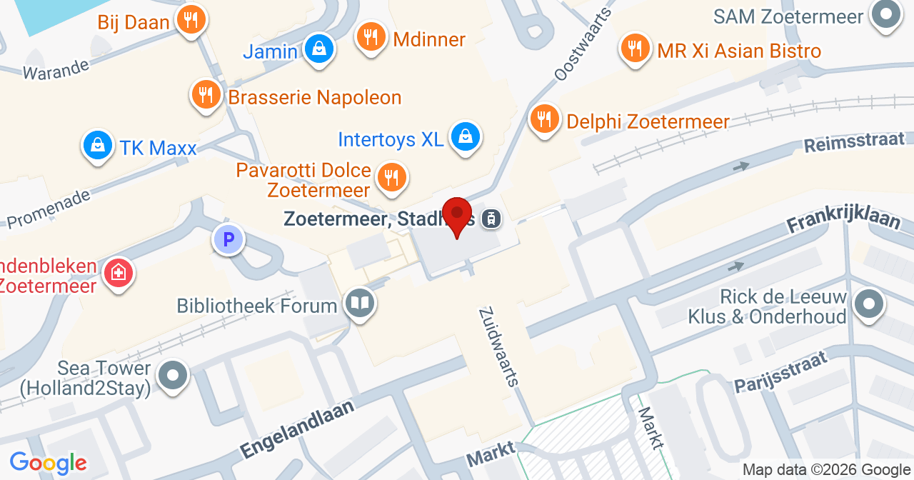Kaart van het incident in Zoetermeer met de aanrijroutes van de gealarmeerde eenheden