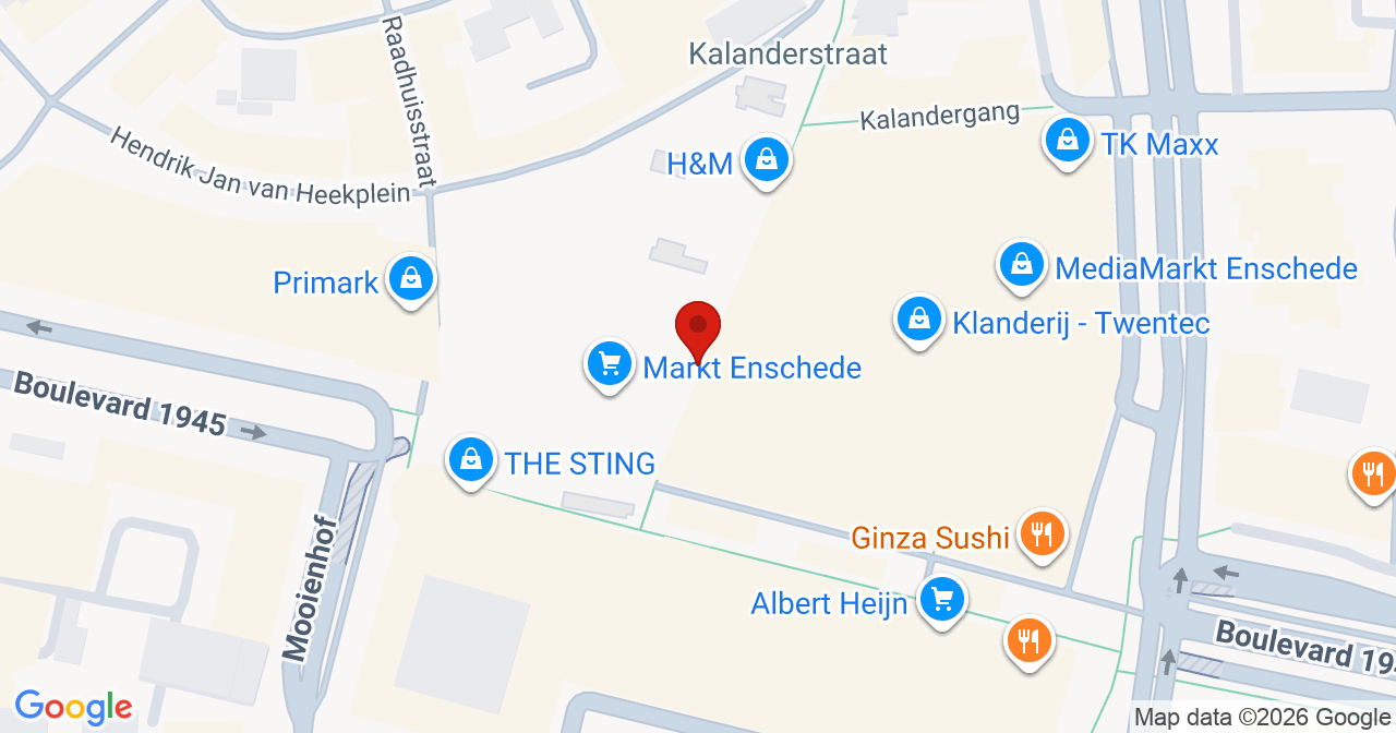 Kaart van het incident in Enschede met de aanrijroutes van de gealarmeerde eenheden