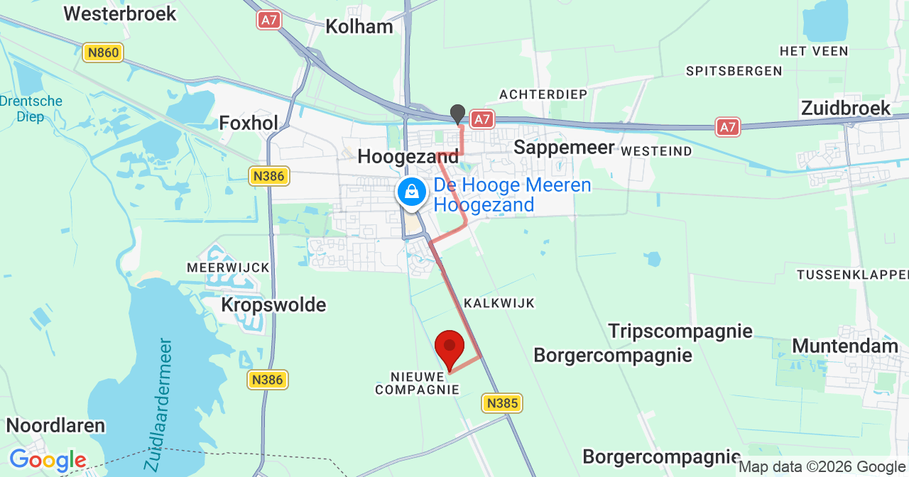 Kaart van het incident in Kiel-Windeweer met de aanrijroutes van de gealarmeerde eenheden