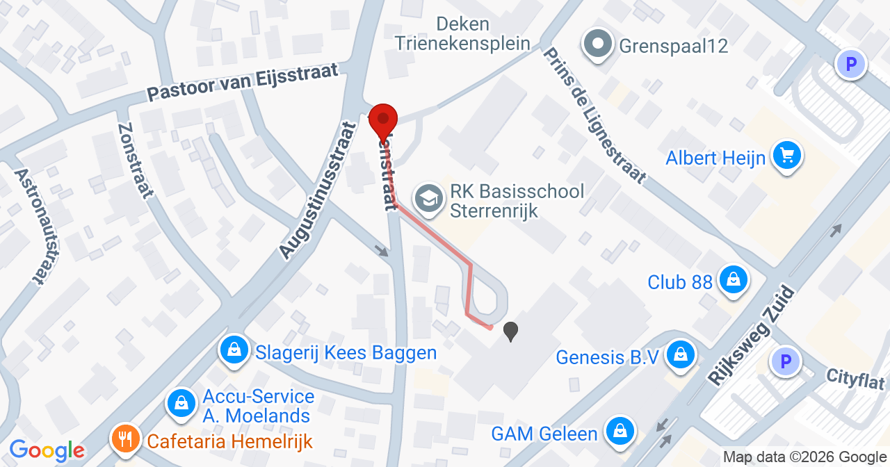 Kaart van het incident in Geleen met de aanrijroutes van de gealarmeerde eenheden