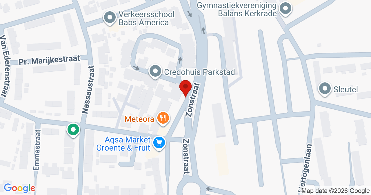 Kaart van het incident in Kerkrade met de aanrijroutes van de gealarmeerde eenheden