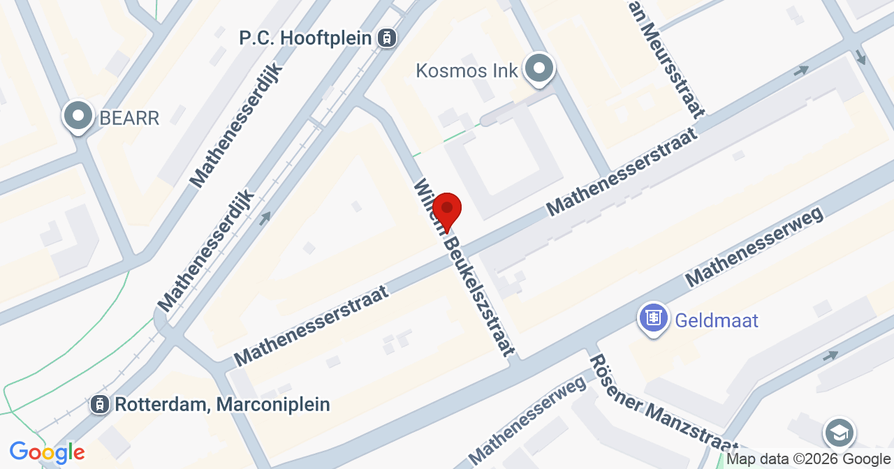 Kaart van het incident in Rotterdam met de aanrijroutes van de gealarmeerde eenheden