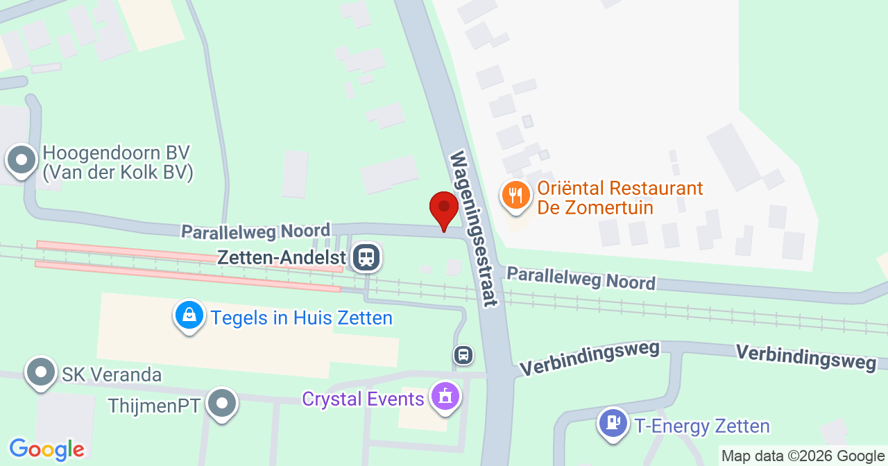 Kaart van het incident in Zetten met de aanrijroutes van de gealarmeerde eenheden