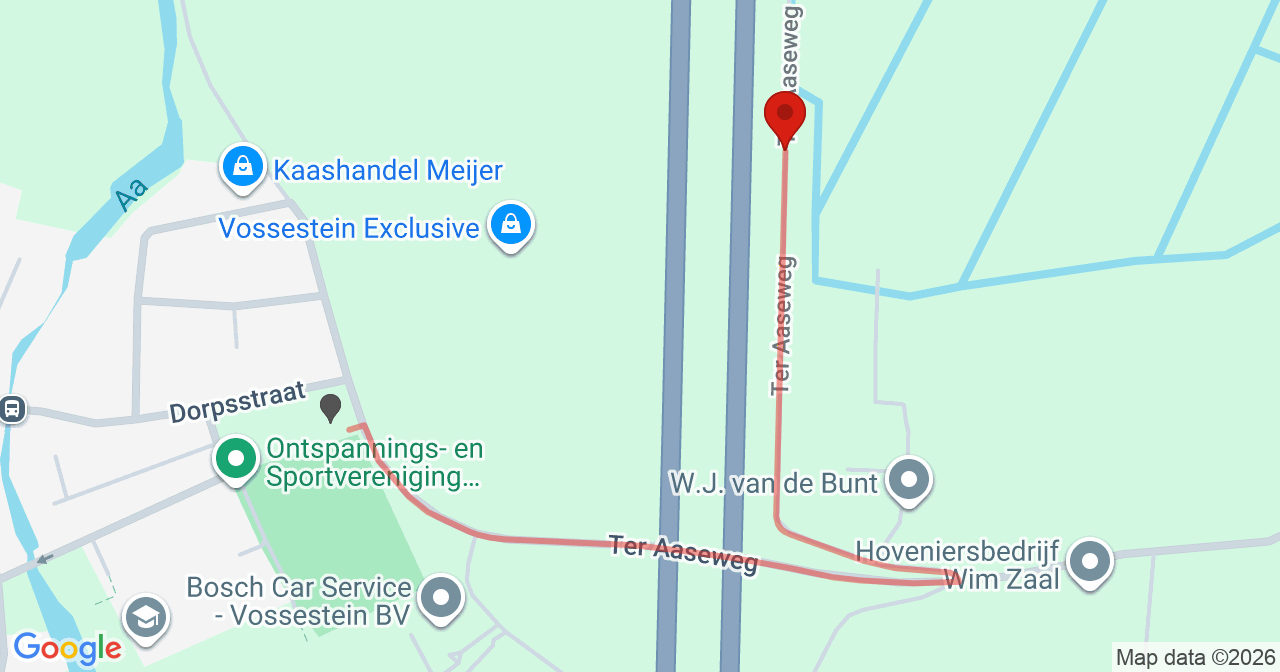 Kaart van het incident in Nieuwer Ter Aa met de aanrijroutes van de gealarmeerde eenheden