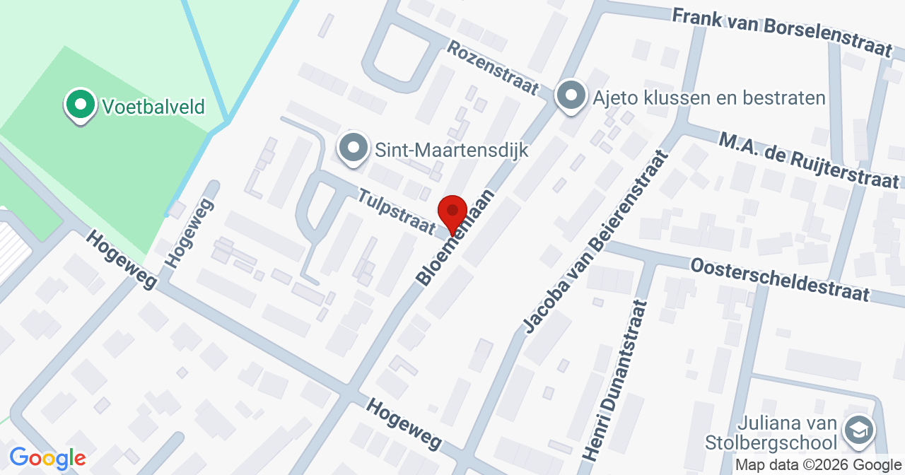 Kaart van het incident in Sint-Maartensdijk met de aanrijroutes van de gealarmeerde eenheden