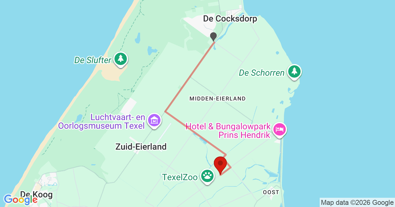 Kaart van het incident in Oosterend NH met de aanrijroutes van de gealarmeerde eenheden