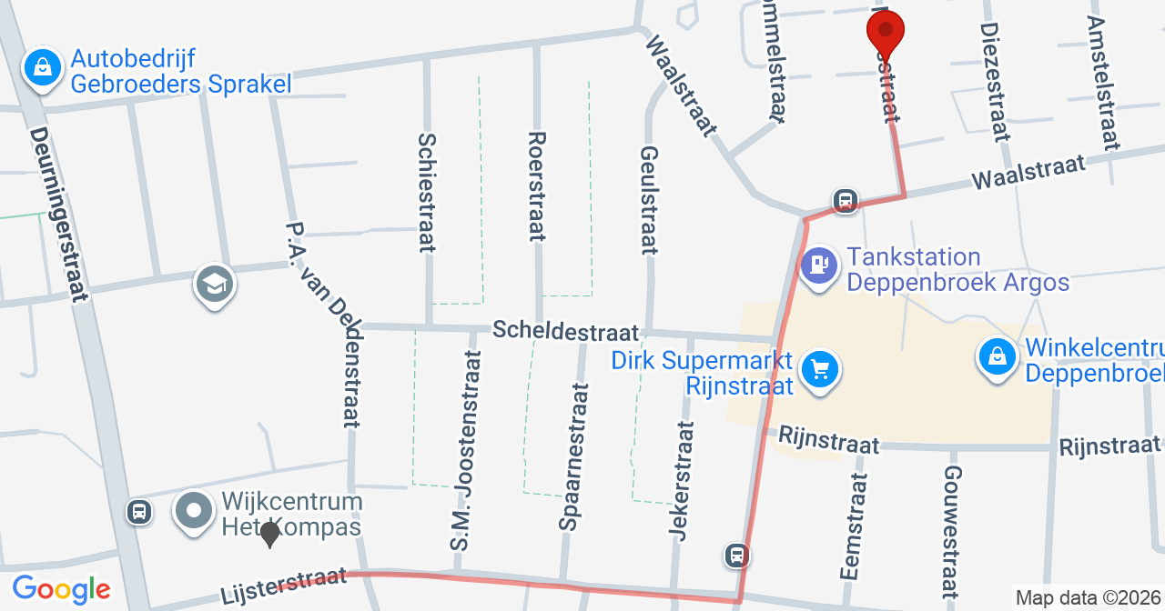 Kaart van het incident in Enschede met de aanrijroutes van de gealarmeerde eenheden