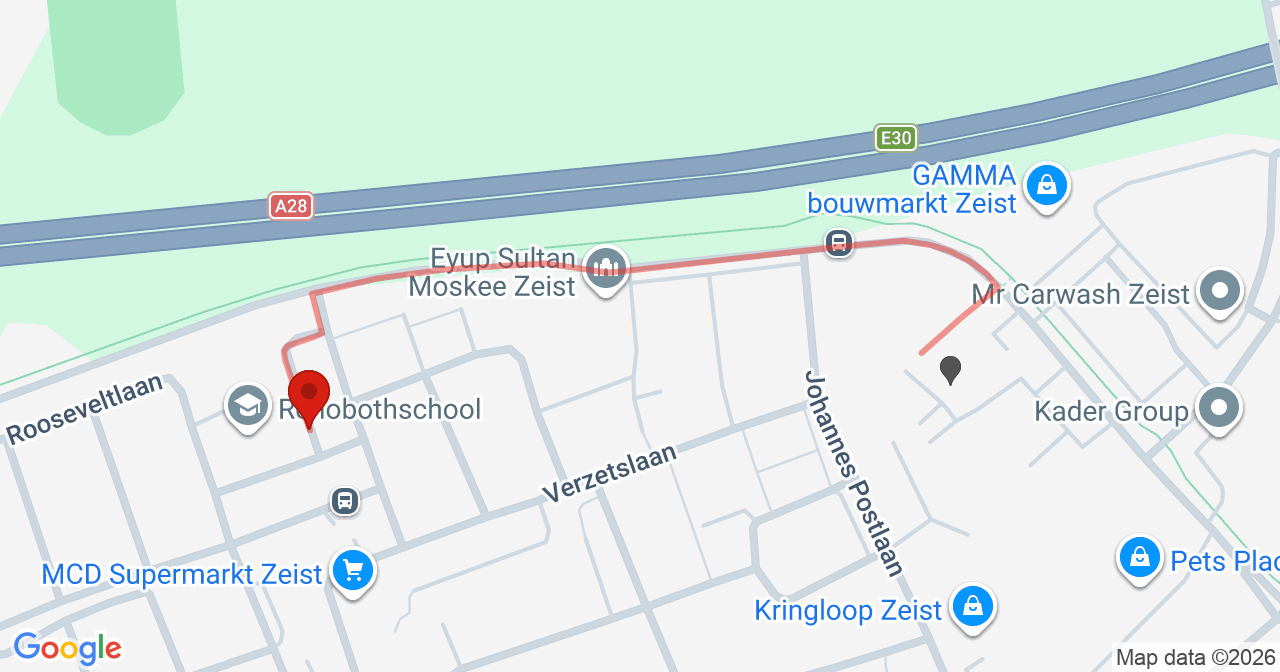 Kaart van het incident in Zeist met de aanrijroutes van de gealarmeerde eenheden