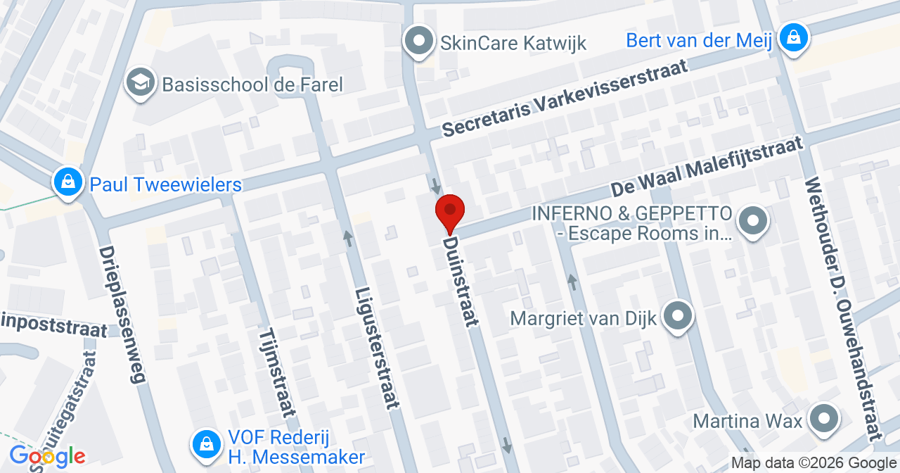 Kaart van het incident in Katwijk met de aanrijroutes van de gealarmeerde eenheden