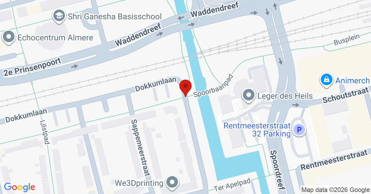Kaart van het incident in Almere met de aanrijroutes van de gealarmeerde eenheden