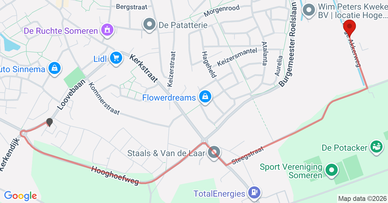 Kaart van het incident in Someren met de aanrijroutes van de gealarmeerde eenheden