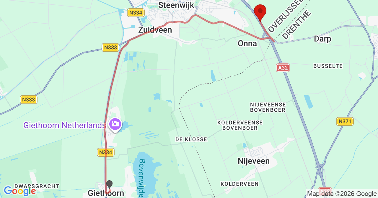 Kaart van het incident in Kallenkote met de aanrijroutes van de gealarmeerde eenheden
