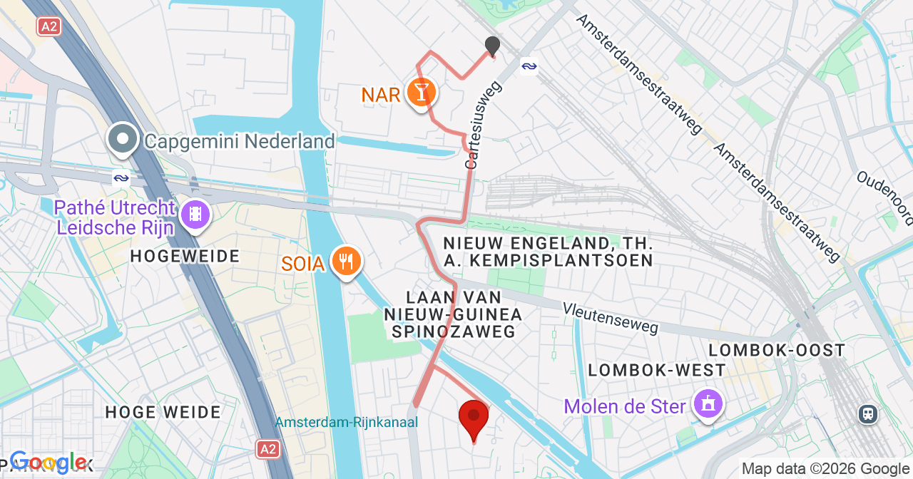 Kaart van het incident in Utrecht met de aanrijroutes van de gealarmeerde eenheden