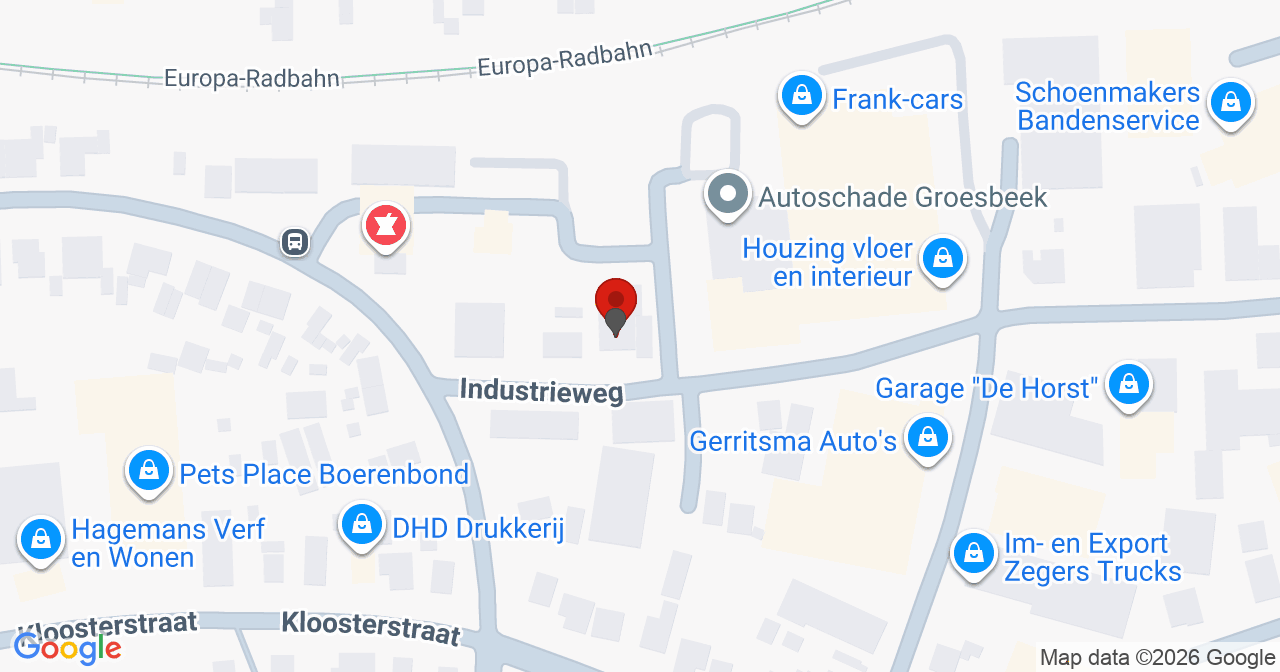 Kaart van het incident in Groesbeek met de aanrijroutes van de gealarmeerde eenheden
