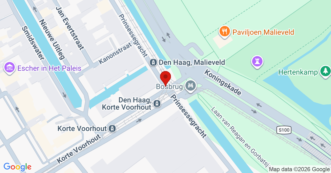 Kaart van het incident in 's-Gravenhage met de aanrijroutes van de gealarmeerde eenheden