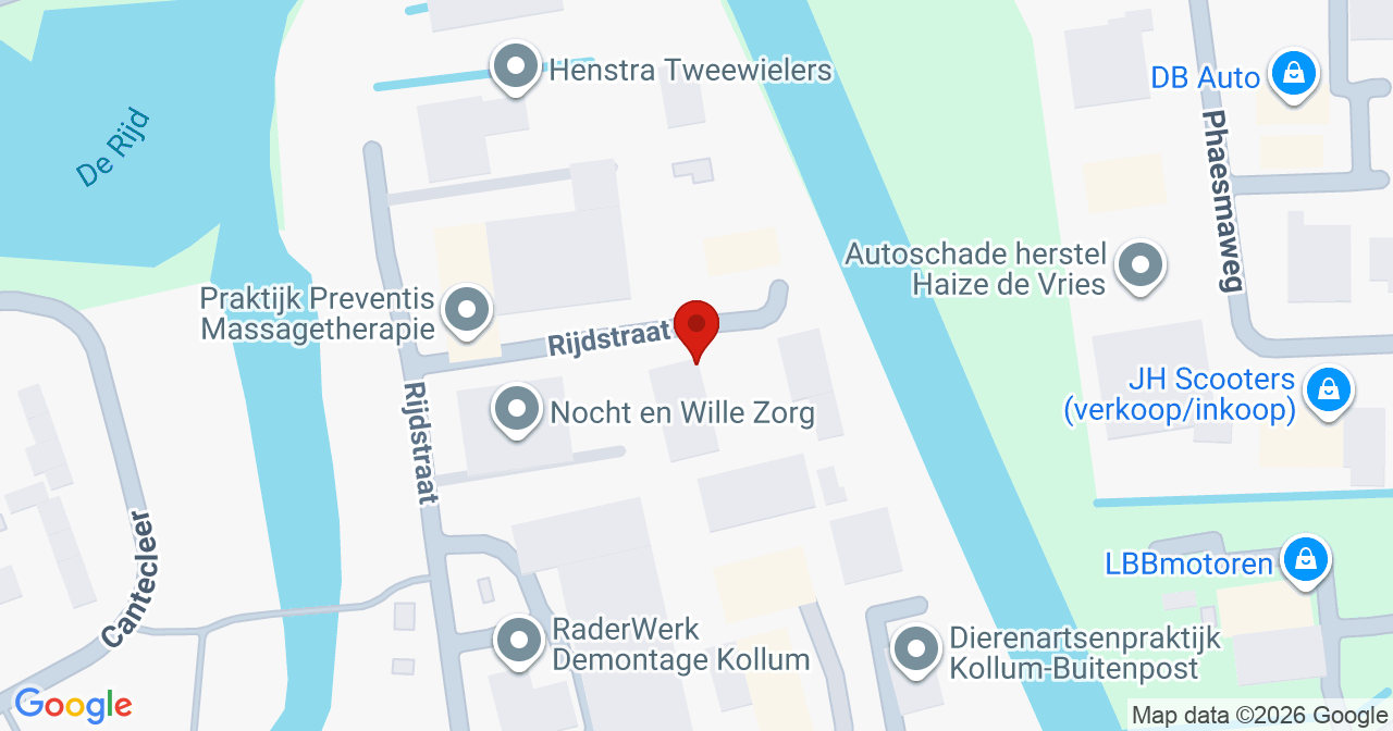 Kaart van het incident in Kollum met de aanrijroutes van de gealarmeerde eenheden