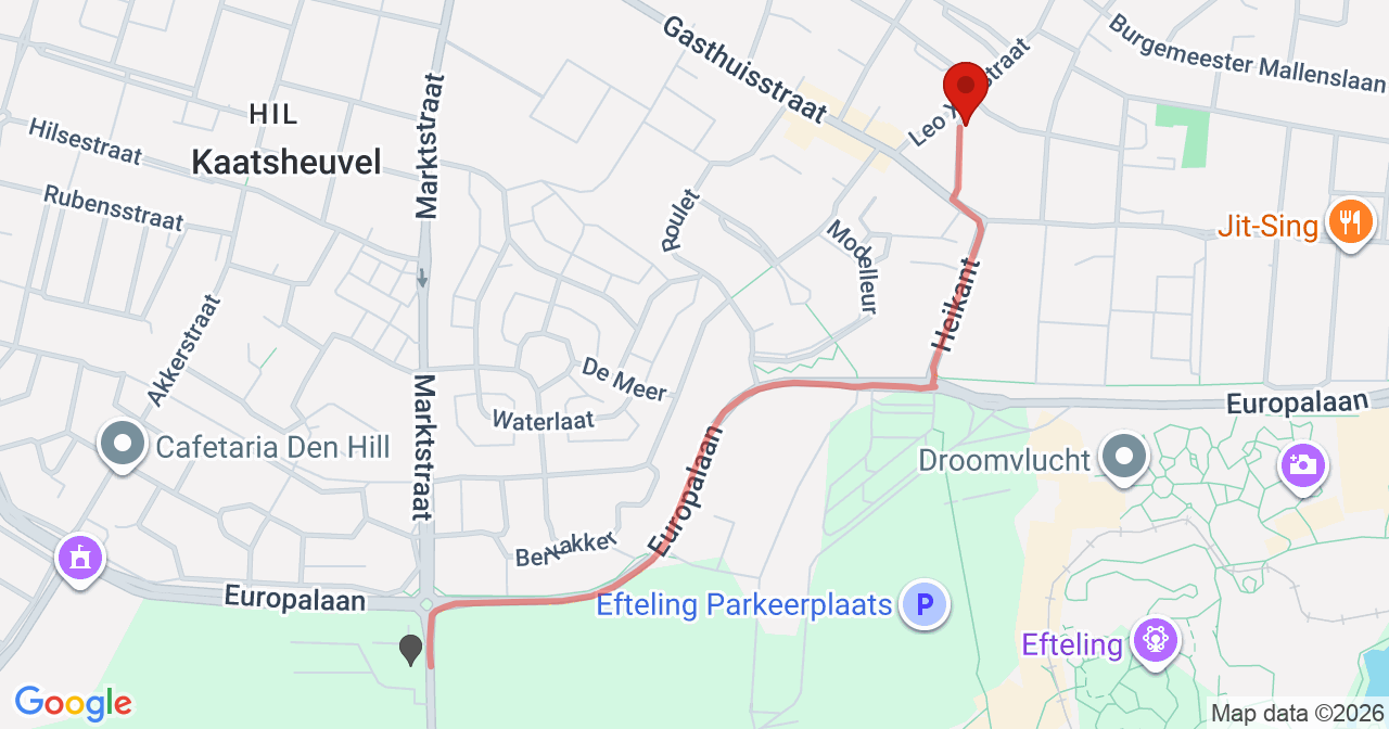 Kaart van het incident in Kaatsheuvel met de aanrijroutes van de gealarmeerde eenheden