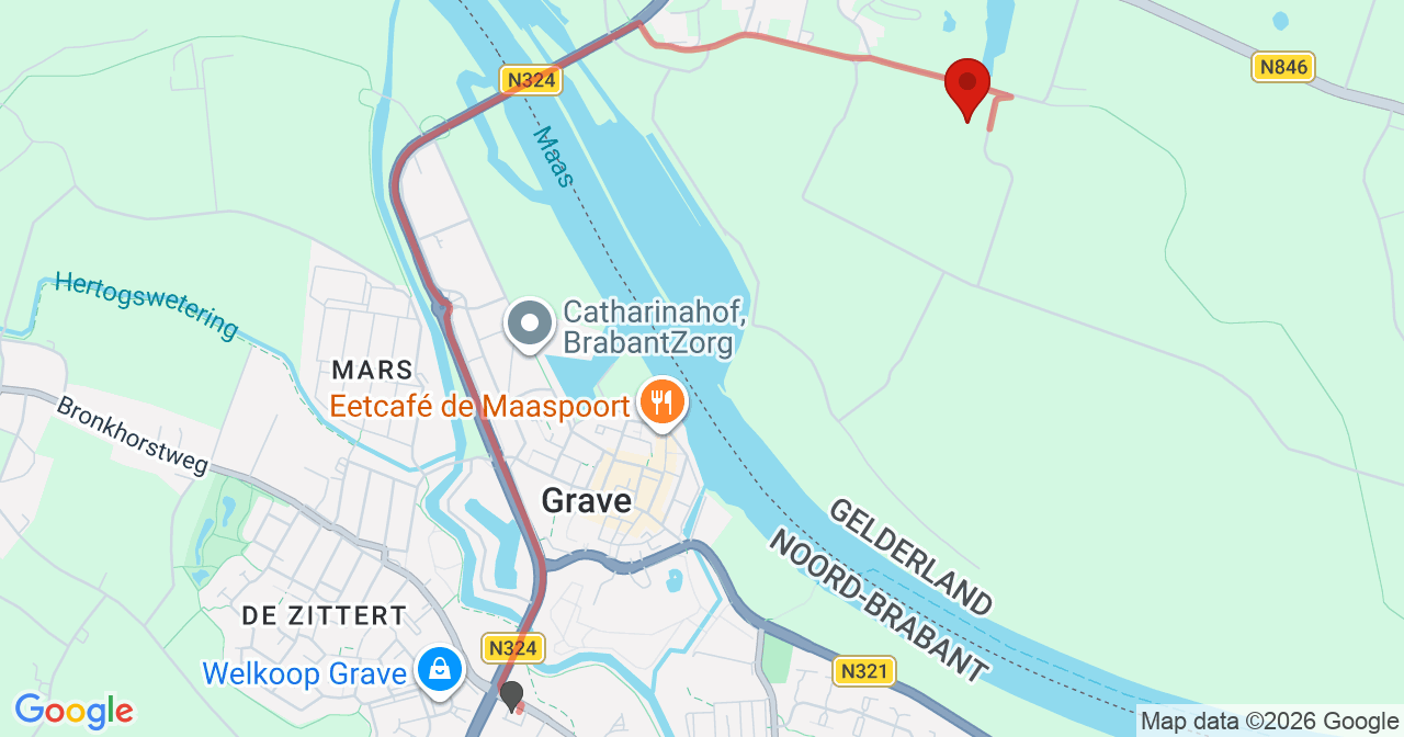 Kaart van het incident in Nederasselt met de aanrijroutes van de gealarmeerde eenheden