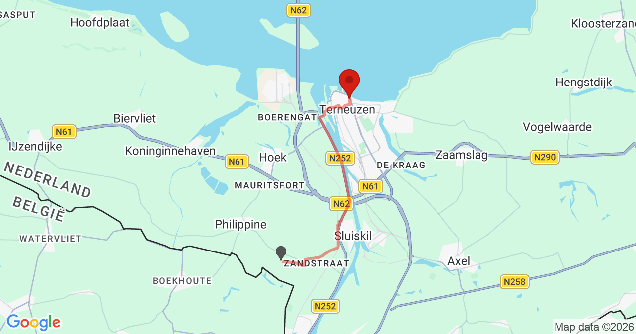 Kaart van het incident in Terneuzen met de aanrijroutes van de gealarmeerde eenheden