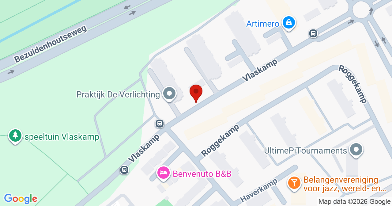 Kaart van het incident in 's-Gravenhage met de aanrijroutes van de gealarmeerde eenheden