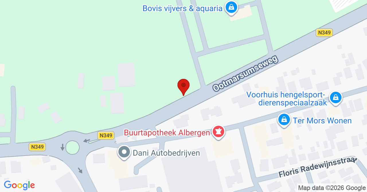 Kaart van het incident in Albergen met de aanrijroutes van de gealarmeerde eenheden