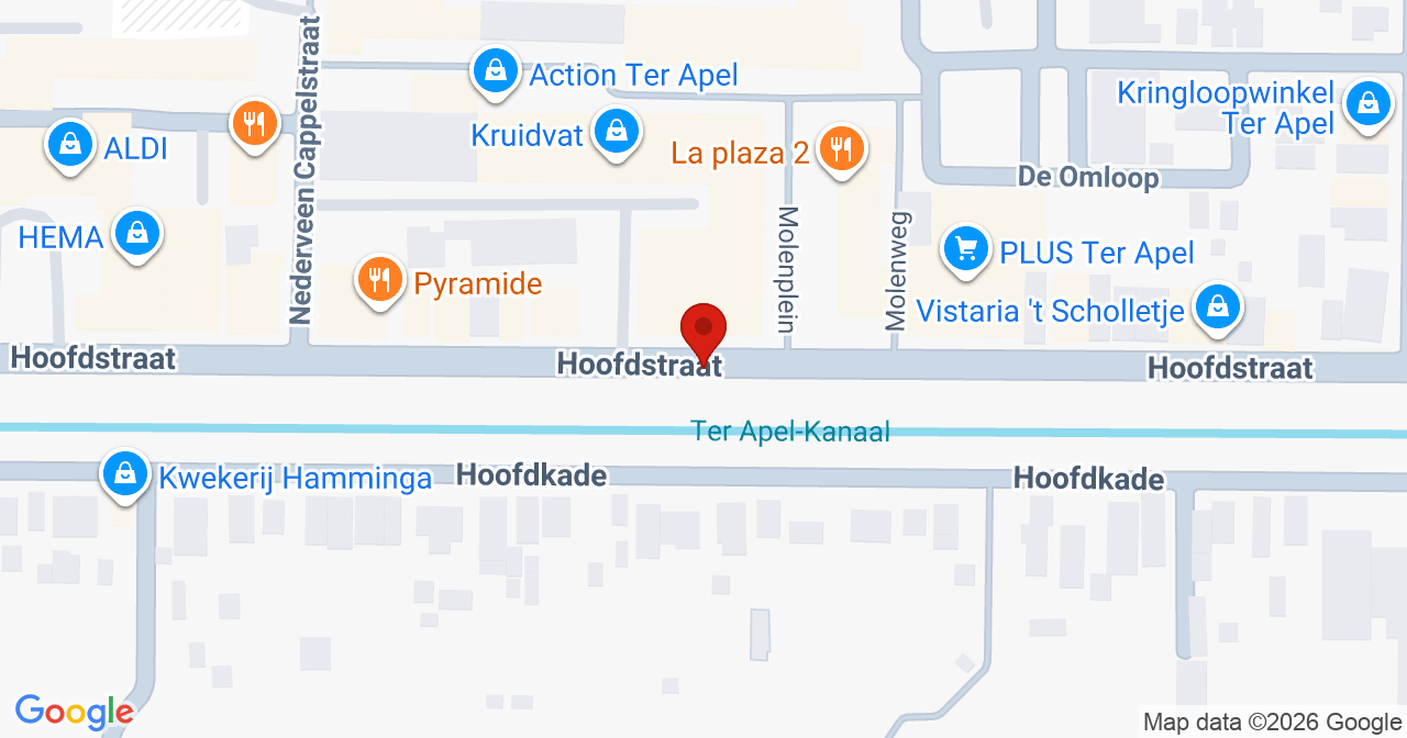 Kaart van het incident in Ter Apel met de aanrijroutes van de gealarmeerde eenheden