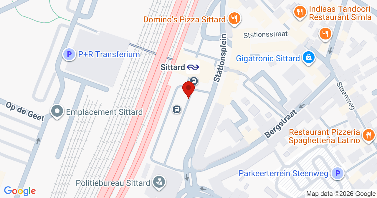 Kaart van het incident in Sittard met de aanrijroutes van de gealarmeerde eenheden