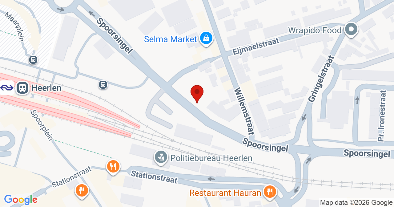 Kaart van het incident in Heerlen met de aanrijroutes van de gealarmeerde eenheden