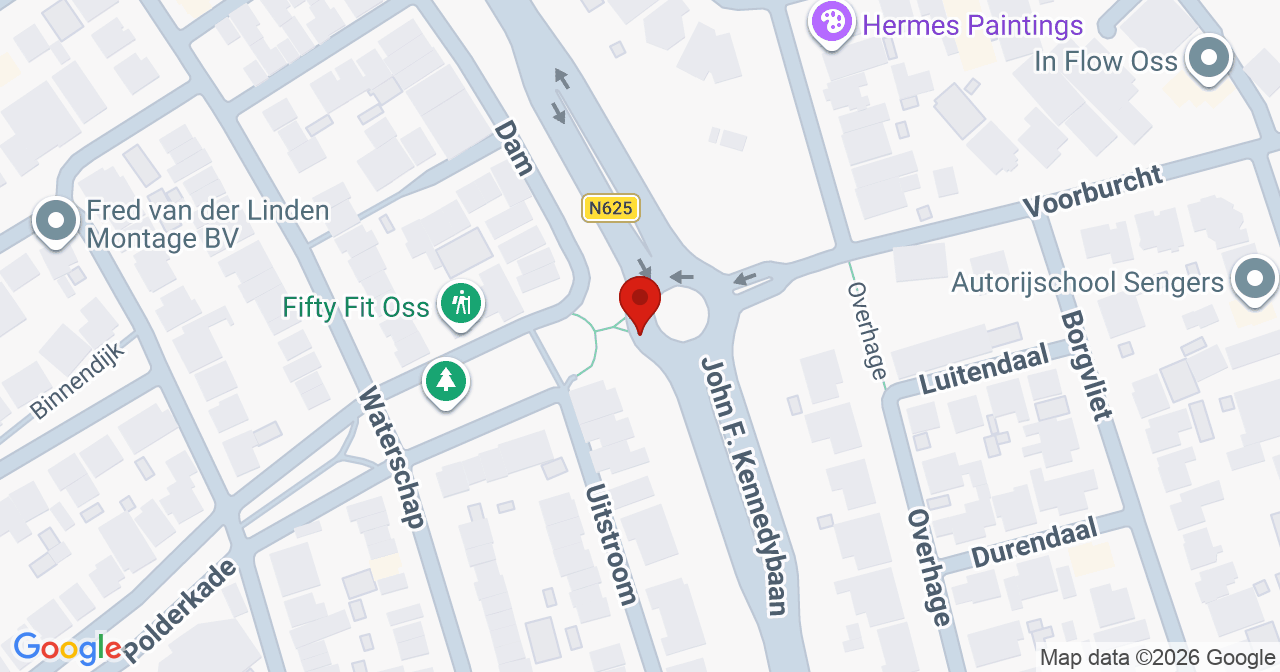 Kaart van het incident in Oss met de aanrijroutes van de gealarmeerde eenheden